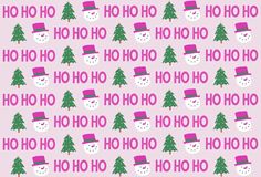 a pattern with snowmen and christmas trees on pink background, which has the words ho ho ho ho ho ho ho ho ho ho ho