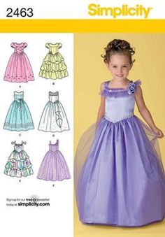 Simplicity 2463 Child's special occasion dress pattern in two lengths with bodice and trim variations. Size 3-4-5-6 5-6-7-8 Uncut and in Factory Folded. Flower Girl Dress Pattern, Princess Dress Patterns, Robes D'occasion, Dresses By Pattern, Girls Dress Sewing Patterns, Girls Special Occasion Dresses, Simplicity Dress, Girl Dress Pattern, Girl Dress Patterns