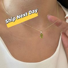 👌 M A T E R I A L * S925 sterling silver * Natural peridot * This product is hypoallergenic (nickel free) and tarnish resistant. 📏 S I Z E * Necklace Length: 15 + 2 inch extender (38cm + 5cm) * Pendant : 6 x 4mm 🔨 P R O C E S S I N G ∙ T I M E Please allow 1-2 business days before the item ships out. Thank you so much for your understanding ✨ C A R E ∙ I N S T R U C T I O N * Keep away from chemical substances. * Store in a jewelry case or wrapped up in a soft cloth to prevent scratching when Yellow Peridot Jewelry For May Birthstone, Yellow May Birthstone Jewelry, Green Citrine Jewelry For Gifts, Green Citrine Jewelry Gift, Yellow Peridot Jewelry Gift, Yellow Peridot Birthstone Jewelry, Necklace Green Stone, E Necklace, August Birthstone Necklace