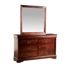 Louis Philippe Dark Cherry Dresser - Ornate Home Cherry Wood Dresser, Vintage Bedroom Sets, Cherry Dresser, Wood Dressing Table, Hanging Drawers, Traditional Dressers, Vanity Dressing Table, Mirror Vintage, Inspired Aesthetic