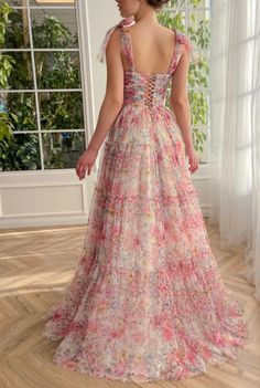 Outfit Ideas For Freshers Party, Designer Floor-length Floral Dresses, Floral Gowns, Freshers Party Outfit, Floor-length Floral Embroidered Summer Gown, Floor-length Floral Applique Prom Dress, Pink Floral Floor-length Dress, Pink Floral Embroidery Floor-length Gown, New Long Dress