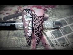 Nail art tutorial - Lace floral design - YouTube Lace Design On Nails, Marble Nails Tutorial, White Lace Nails, Olive Nails, Nail Videos, Set Nails, Sheer Nails