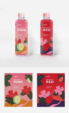 the packaging is designed to look like it has fruit and leaves on it, as well as