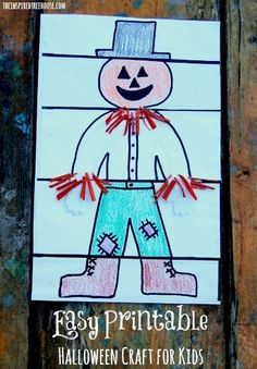 a drawing of a scarecrow is shown on a piece of paper with colored crayons