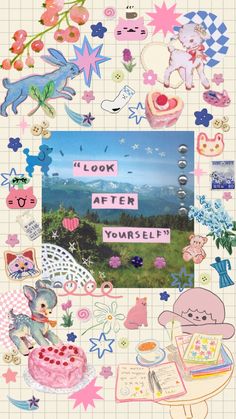 a collage of images with words and pictures on them that say, look after yourself