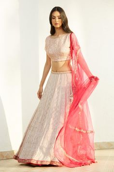 Pink Georgette Designer Chikankari Lehenga Set Light Pink Lehenga, Long Skirt And Top, Lehenga Designs, Half Saree, Set For Women, Aza Fashion