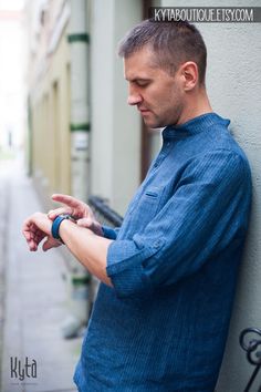 Ever wanted to feel in a shirt as cozy and comfy as sitting in your home with pajamas? This linen shirt for men is exactly that! Breathable, 100% linen classical shirt with possibility to roll up sleeves, is something every man should have. Shirt is very well constructed, every detail is well thought of, every stitch is measured. Thanks to a perfect quality of linen fabric as well as sewing technique I use, this extremely comfortable linen shirt will serve you lots of seasons ahead. This men shi Casual Blue Shirt For Gift, Casual Blue Shirt As A Gift, Casual Blue Shirt For Father's Day, Casual Shirt For Father's Day Gift, Casual Father's Day Shirt As Gift, Casual Father's Day Shirt For Gift, Casual Long Sleeve Shirt As Gift, Gift For Husband Christmas, Husband Christmas Gift