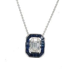 14k white gold pendant necklace with sapphires and diamonds Diamond And Sapphire Necklace, White Gold Pendant Necklace, White Gold Pendant, Sapphire Necklace, Fine Jewellery Necklace, Gold Pendant Necklace, White Diamonds, White Gold Diamonds, Diamond White