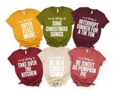 six t - shirts with different sayings on them