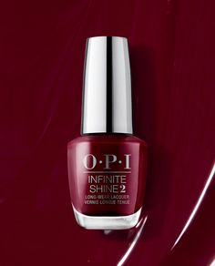 This dark, deep red is no lightweight.No matter how the night goes, it will still look fresh in the morning.OPI's Infinite Shine is a three-step long lasting nail polish line that provides gel-like high shine and 11 days of wear.Use with Infinite Shine Primer and Infinite Shine Gloss for extended wear.Made in the USA. Opi Red Nail Polish, Opi Infinite Shine 2, Burgundy Nail Polish, Malaga Wine, Long Wear Nail Polish, Plain Nails, Long Lasting Nail Polish, Opi Infinite Shine, Shine Nails