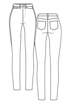 This is a digital download of an Adobe Illustrator file containing fashion flat sketches for high-rise, slim leg, five-pocket jeans. Includes J-stitch, rivets, belt loops and button. After your purchase, you will be able to download the file in AI (Adobe Illustrator) format.  This file may be used for commercial or educational use.   NB: This digital download is not a sewing pattern or a physical product. You will need Adobe Illustrator software to work with this file. Your purchase is a downloa How To Draw Jeans, Jeans Sketch, Jeans Illustration, Dark Skin Boys, Woman Sketch, Denim Pants Women