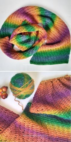 there is a knitted scarf with yarn on the bottom and an acorn next to it