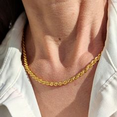 14K Rope Chain Gold Rope Chain Necklace For Anniversary, Anniversary Gold Rope Chain Necklace, Choker Men, Women Gold Necklace, Rope Chain Gold, Gold Necklace Chain, Twisted Chain, Gold Rope Chains, Rope Chain Necklace