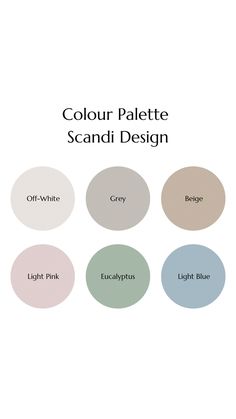 four different shades of paint with the words,'color palette scandi design '