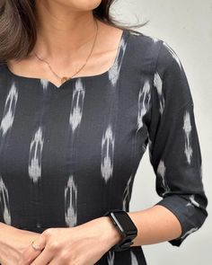 Box Neck Designs For Kurtis, Box Neck Dress, Kurti Neck And Back Designs, Kurta Hand Design, Necks For Kurtis, Chudithar Sleeve Designs, Neck Models For Chudidhars, A Line Kurti Designs Latest Cotton, Office Wear Kurtis Working Woman