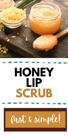 Easy honey lip scrub recipe. How to make your own lip scrub. Simple lip scrub using honey. How to make a fast and affordable lip scrub recipe. Lip scrub for chapped lips and dry lips! Diy Lip Scrub Edible, Best Lip Scrub Recipe, Winter Lip Scrub Diy, Tallow Lip Scrub, Olive Oil Lip Scrub, Emulsified Lip Scrub Recipe, Essential Oil Lip Scrub, Lip Scrub Recipe Without Coconut Oil, Homemade Lip Scrub Recipe Sugar Easy Diy