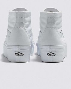 Vans | Sk8-Hi Tapered Stackform Canvas True White Shoe Vans Platform Sneakers With White Sole, Vans High-top Platform Sneakers For Streetwear, Vans High-top Platform Sneakers With Vulcanized Sole, Platform Aesthetic, Platforms Aesthetic, Wall Style, Vans Store, High Top Shoe, Platform Shoe