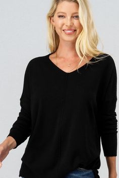 Super Soft Hi Lo Pullover - Black Winter V-neck Long Sleeve Top For Layering, Black V-neck Long Sleeve Top For Fall, Oversized Solid V-neck Soft Knit Sweater, Solid V-neck Knit Top For Layering, Solid Knit Top With Ribbed Cuffs For Layering, Solid V-neck Knit Top For Loungewear, Oversized V-neck Long Sleeve Top For Fall, V-neck Long Sleeve Top For Layering, Oversized Black V-neck Sweater With Long Sleeves