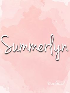 the word summerflyn written in cursive writing on a pink watercolor background