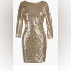 Shimmy The Night Away In This Sequin-Embellished Surplice Dress. Beautiful Gold Sequin Dress Crystal Doll Formal Crew Neck Sequin Sparkle Glam Flapper Party Dress Cocktail Wedding Evening Clubwear With A Mid Length Sleeve To Shimmy The Night Away. Size Large Gold Mini Dress For Festive Formal Occasions, Festive Gold Mini Dress For Formal Events, Glamorous Mini Length Festive Dress, Festive Gold Mini Dress For Night Out, Gold Sequin Dress For Festive Holiday Party, Gold Long Sleeve Sequin Dress For Festive Occasions, Gold Long Sleeve Mini Dress For Wedding, Elegant Festive Mini Dress With Sequins, Festive Gold Long Sleeve Sequin Dress