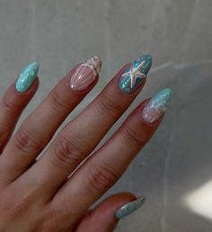 Aesthetic Beachy, Hand Nails, Aqua Nails, Short Acrylic Nails Designs, Beach Nails, Ice Queen