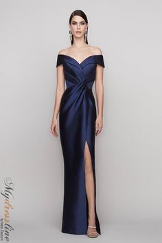 The Frascara 4110 Off-the-shoulder Gown is a must-have for any special occasion. The draped bodice and bow detail give it a touch of elegance, while the column silhouette with front side slit provides a figure-flattering fit. The hidden back zipper makes it easy to slip on, and the satin lining ensures a comfortable wear. Made from 51% silk and 49% wool, this gown is sure to turn heads. Silk Evening Dress, Plastic Dress, Draped Bodice, Full Length Skirts, Column Gown, Dress Cover, Adidas Samba, Bow Detail, Stunning Dresses