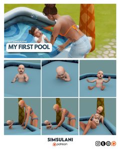 the baby is playing in an inflatable pool with his mom and dad on it