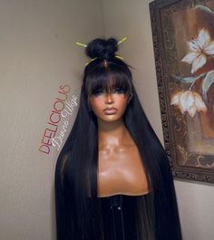 Lace Frontal With Bangs, Chinese Inspired Hairstyles, Two Ponytails With Bangs, Fye Wigs, Bratz Christmas, Unisex Hairstyles, Hairstyle Black Women, Inspired Hairstyles