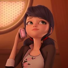 a cartoon character holding a cell phone to her ear