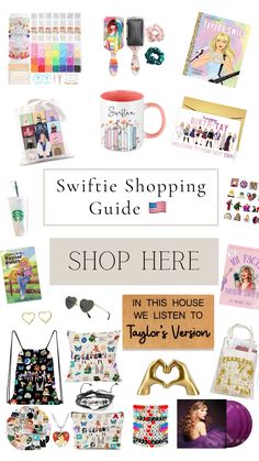 a bunch of items that are sitting on top of a white background with the words swiffie shopping guide