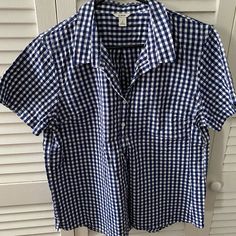 New Without Tags Ll Bean Shirt. Size Large And Never Worn. Casual Cotton Blouse For Picnic, Preppy Gingham Collared Tops, Casual Plaid Blouse For Picnic, Casual Gingham Shirt For Daywear, Casual Gingham Blouse For Daywear, Dress Book, Gingham Shirt, Stylish Dress Book, Dream Clothes