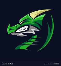 the head of a green dragon on a dark background