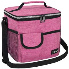 OPUX Medium Capacity Lunch Box with Shoulder Straps and Pockets This durable, functional, and easy to use OPUX Premium Lunch Bag is perfect for you to taking food with you to a picnic, the beach, traveling on a road trip, and to sporting games. Equipped with adjustable straps and reinforced dual zippers, this insulated lunch cooler is able to be carried in different ways! Easy to carry on your shoulder or hand held. Shoulder strap is adjustable and can be extended up to 48" Equipped with 2 front Functional Pink Lunch Bag For Everyday Use, Functional Pink Portable Lunch Bag, Functional Pink Lunch Bag For Outdoor Activities, Pink Functional Lunch Bag For Outdoor Activities, Functional Large Capacity Pink Lunch Bag, Functional Pink Lunch Bag Large Capacity, Pink Rectangular Lunch Bag For Outdoor Activities, Rectangular Pink Lunch Bag For Outdoor Activities, Pink Lunch Box