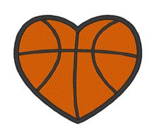 an orange basketball ball in the shape of a heart on a white background embroidery design