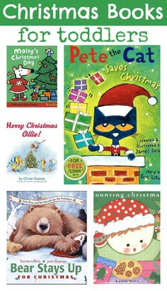 children's christmas books for toddlers with pictures of cats, santa hats and presents