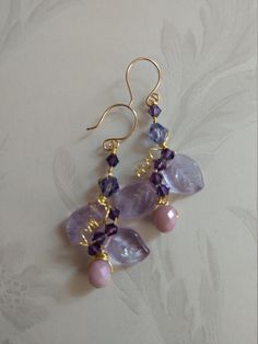 Dangle Earrings, Ladies Earrings, Lavender Earrings, Drop Earrings, Women's Accessories, Unique Gifts, Etsy Handmade, Summer Earrings Handmade Purple Crystal Drop Earrings, Lavender Pierced Earrings For Gift, Handmade Lavender Crystal Drop Earrings, Lavender Teardrop Earrings With Ear Wire, Handmade Lavender Drop Earrings, Unique Purple Earrings With Ear Wire, Nickel-free Lavender Earrings Gift, Gift Lavender Nickel-free Earrings, Purple Hook Earrings For Anniversary