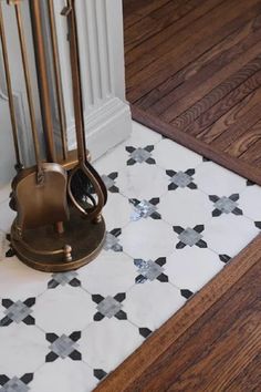 the floor is clean and ready to be used in this home decorating project with black and white tile