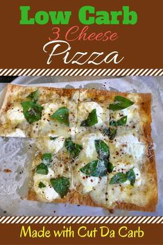 low carb cheese pizza made with cut da carb