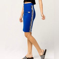 Adidas Originals Women's Skirt, Royal. So Pretty , Dress Up Or Down, Can’t Go Wrong. Collectors Dream Casual Blue Pencil Skirt, Sporty Blue Skirt For Spring, Skirt With Sneakers, Skirts With Sneakers, Ribbed Skirt, Royal Colors, Adidas Originals Women, Pretty Dress, Women Skirts Midi