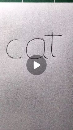 the word cat written in black ink on a white wall