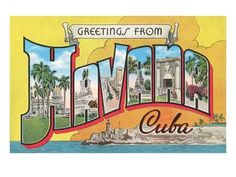 an old postcard with the name of havana, cuba written in large capital letters