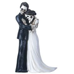 Day of the Dead Skulls Groom Embracing Bride Wedding Cake Topper - Wedding Collectibles Bride Wedding Cake, Gothic Cake, Sand Ceremony Wedding, Calla Lily Wedding, Wedding Toasting Glasses, Wedding Flower Girl Basket, Wedding Cake Server, Hydrangeas Wedding, Military Wedding