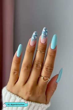 Ombré effects, chrome finishes, and subtle details make blue nails feel anything but boring. To prove it, here are 19 blue nail designs for fall and winter—baby blue, navy, and more included. #bluenails #bluenaildesigns Design Nail