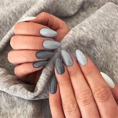 Gray Nail Designs, Gray Nail, Grey Nail Designs, Unghie Sfumate, Gray Nails, Dipped Nails, Pretty Acrylic Nails