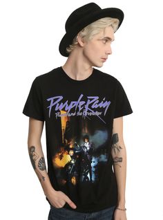 Prince Purple Rain T-Shirt, Prince Purple Rain Movie, Purple Rain Album, Mens Clothing Trends, Prince Shirt, Prince Purple, Music Merch, Prince Purple Rain, Black Shorts Men, Black Short Sleeve Shirt