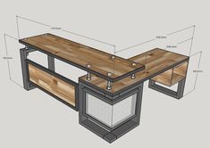 the plans for an office desk with drawers