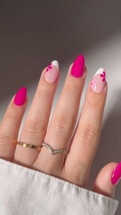 Magenta Nails Design, Magenta Nails, Wow Nails, Hello Nails, Fancy Nails Designs, Simple Gel Nails, Cute Gel Nails, Fancy Nails, Short Acrylic Nails