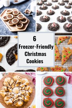 collage of christmas cookies with text overlay that reads 6 freeze - friendly christmas cookies