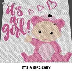 it's a girl baby bear cross stitch pattern