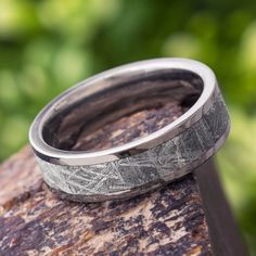 Gibeon Meteorite Ring for Man in Titanium Meteorite Ring Men, Mens Wedding Rings Titanium, Meteorite Wedding Rings, Gold Stacking Rings Wedding, Meteorite Wedding Band, Gibeon Meteorite, Mens Wedding Bands Unique, Jewelry By Johan, Metal Wedding